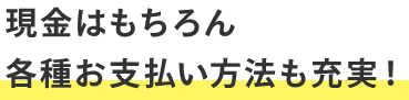 現金はもちろん各種お支払い方法も充実！